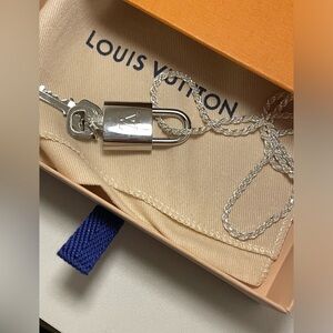 LV Palladium padlock/Sterling silver chain
